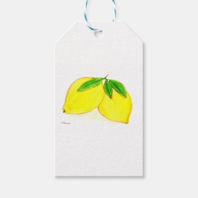 Lemons print Yellow Fruits Gift Tags (Front)