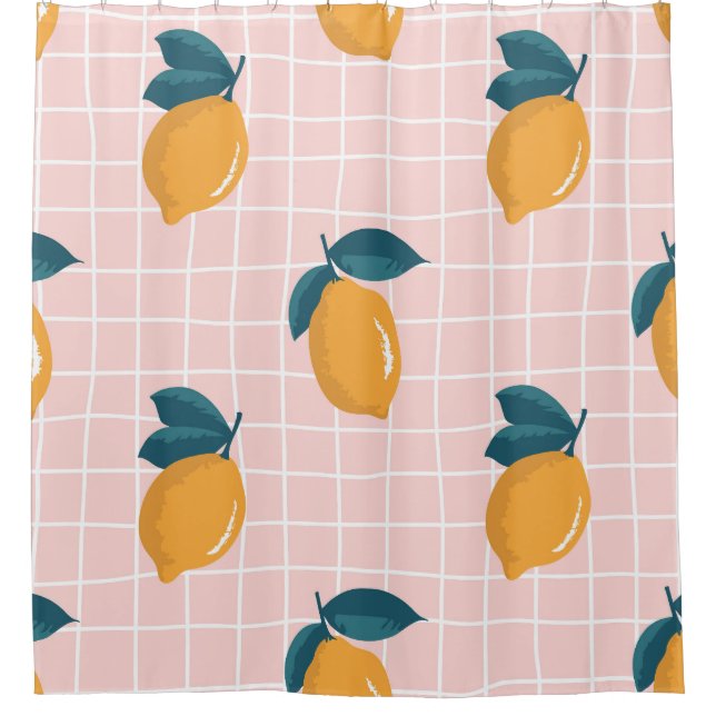 Lemons, retro geometry, summer seamless pattern. (Front)