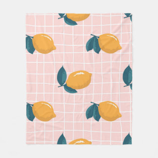 Lemons, retro geometry, summer seamless pattern. fleece blanket