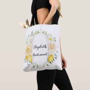 Lemons & Roses Personalized Bridesmaid Tote Bag