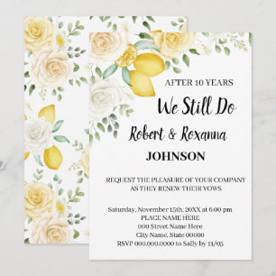 Lemons & Roses Wedding Anniversary Renewal Vows Invitation
