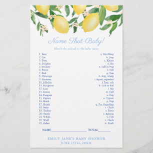 Lemons Shower Name That Baby Animal Game Card