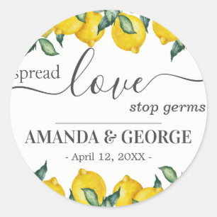 Lemons spread love Wedding Favour Sanitizing Classic Round Sticker