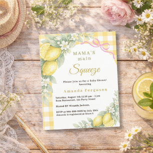 Lemons squeeze bow girl Baby Shower invitation
