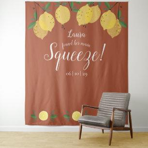 Lemons Squeeze Terracotta Bridal Shower Backdrop Tapestry