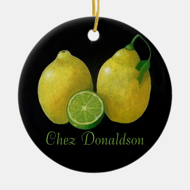 Lemons Still Life Oil on Canvas Painting custom Ceramic Ornament (Front)