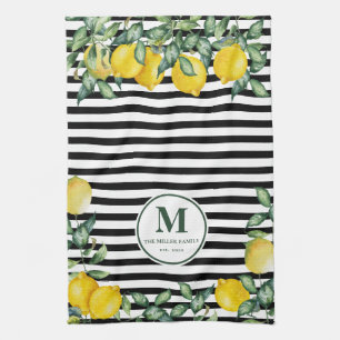 Lemons striped Family Kitchen Custom Kitchen Towel