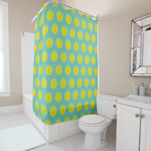 Lemons Teal Yellow Green Shower Curtain