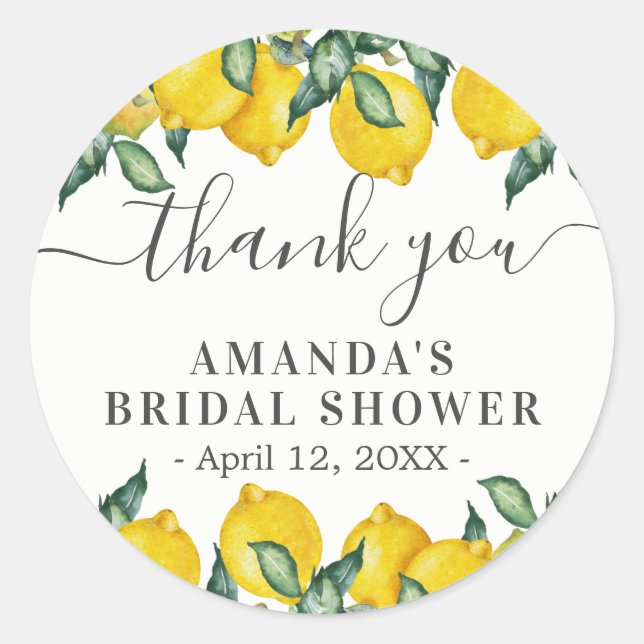 Lemons Thank you favour Classic Round Sticker (Front)