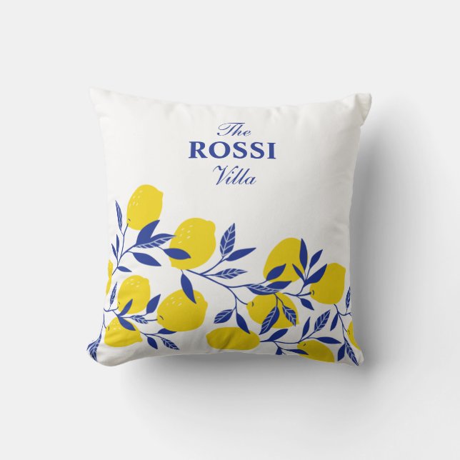 Lemons Tropical Mediterranean Tuscan Throw Pillow (Front)