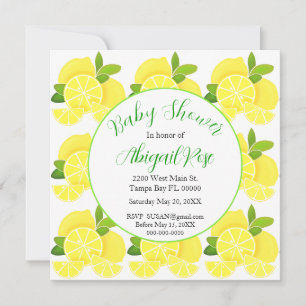 Lemons tropical yellow citrus BabyShower Invitation