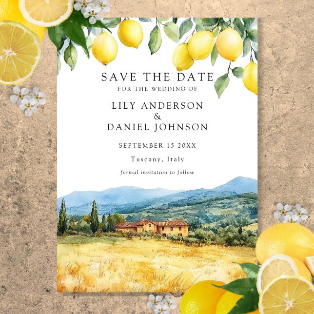 Lemons Tuscan Scene Italian Wedding Save The Date (Creator Uploaded)