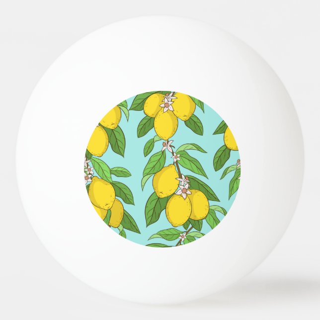 Lemons, Vibrant Blue Background Seamless. Ping Pong Ball (Front)
