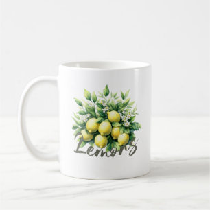 Lemons Watercolor Fruit Botanical Coffee Mug