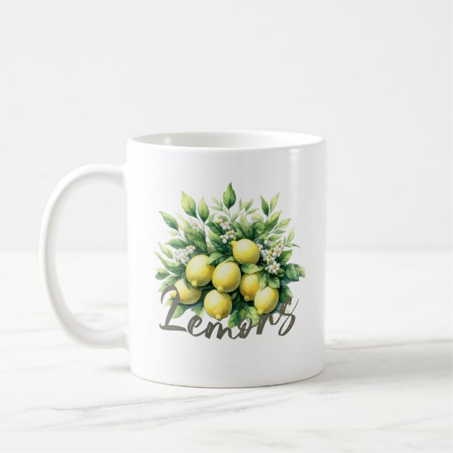 Lemons Watercolor Fruit Botanical Coffee Mug (Left)