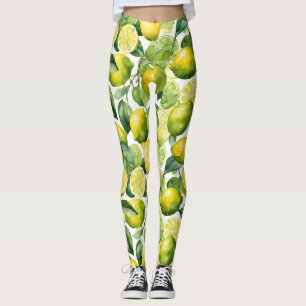 Lemons Watercolor Pattern Design Leggings