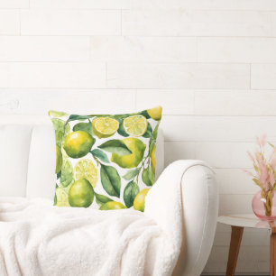 Lemons Watercolor Pattern Design Throw Pillow