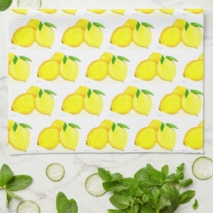Lemons Watercolor Yellow Fruit Country summer Kitchen Towel