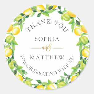 Lemons Wedding Bridal Shower Thank You Favor Classic Round Sticker