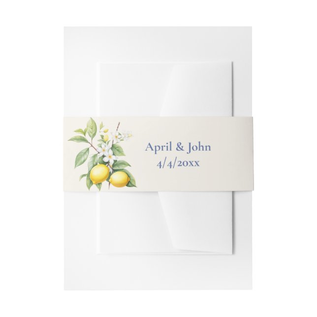 Lemons Wedding Invitation Belly Band (Front Example)