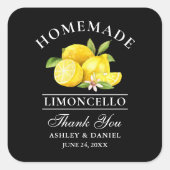 Lemons Wedding Thanks Limoncello Black Square Sticker (Front)