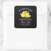 Lemons Wedding Thanks Limoncello Black Square Sticker (Bag)