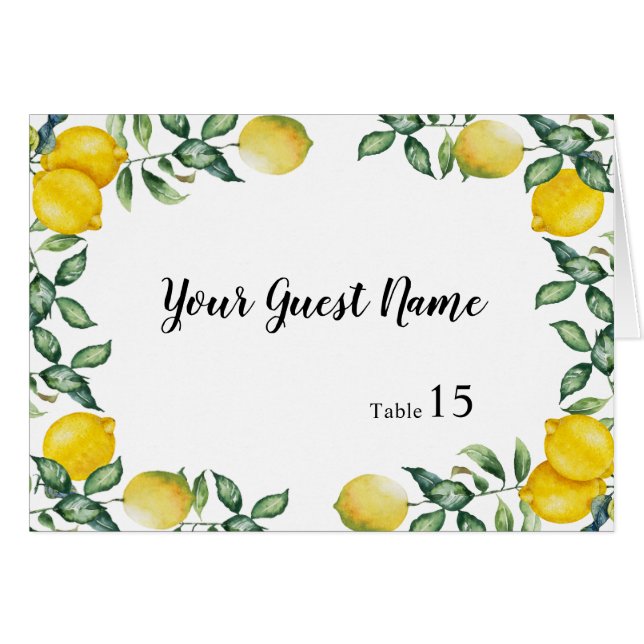 Lemons Wedding you write custom Place card (Front Horizontal)