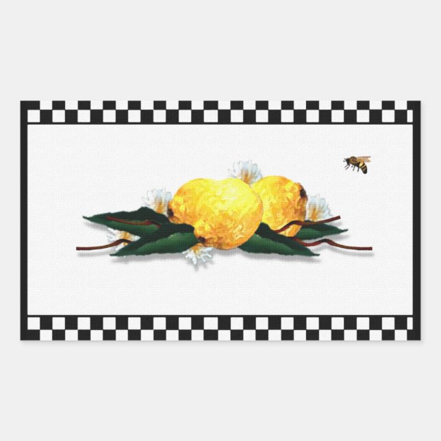 Lemons with Black and White Gingham Sticker (Front)