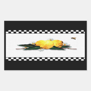 Lemons with Black and White Gingham Sticker