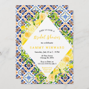 Lemons with Foliage Mediterranean Bridal Shower Invitation