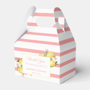 Lemons Yellow And Pink Watercolor Baby Girl Shower Favor Box
