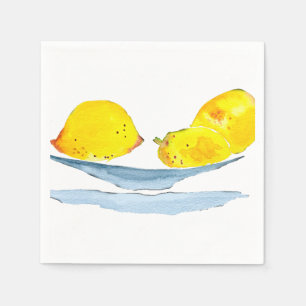Lemons yellow fruit watercolor napkin