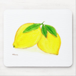 Lemons Yellow Fruits citrus watercolor tropical  Mouse Pad