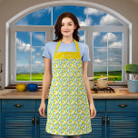 Lemons yellow green pattern name apron<br><div class="desc">A white background decorated with a pattern of yellow lemons and greenery.  Personalize and add a name.</div>