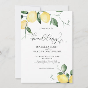 Lemons Yellow Summer Fruit Garden Wedding Invitation