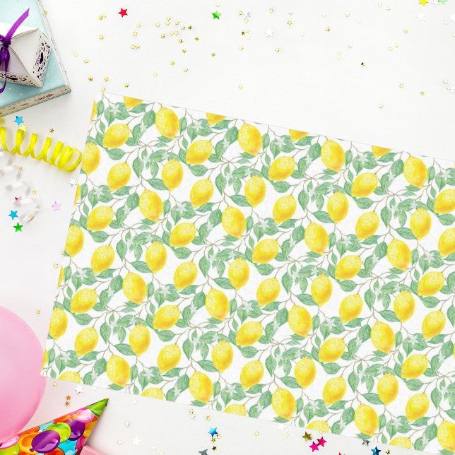 Lemons yellow white green summer pattern tissue paper (Creator Uploaded)
