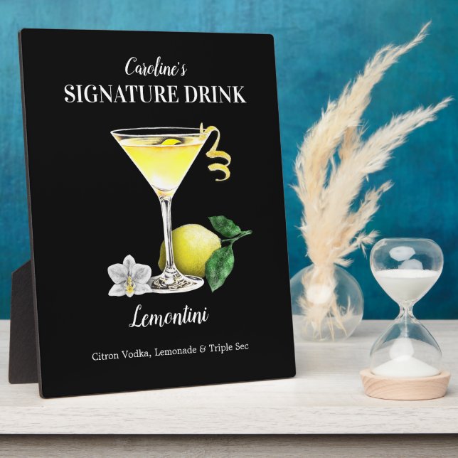 Lemontini Lemon Martini Custom Bar Sign Plaque (Side)