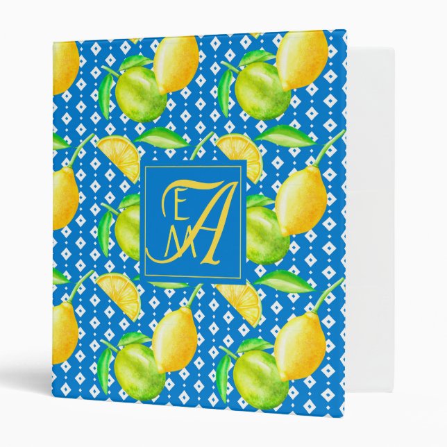 LemonTree Azure Blue Monogram Binder (Front/Inside)