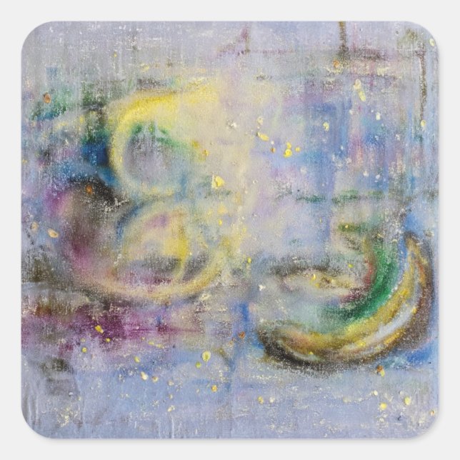 Lemony abstraction square sticker (Front)