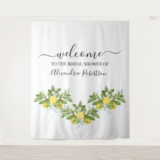 Lemony Greenery Wedding Welcome Tapestry