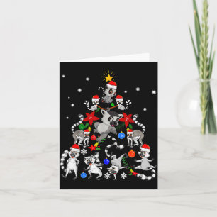 Lemur Christmas Tree Santa Hat Xmas Holiday Costum Card