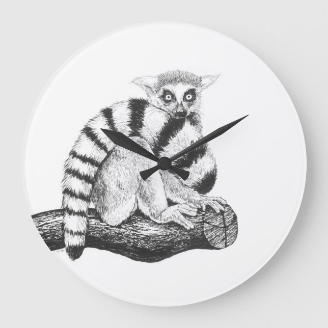 Lemur drawing large clock (Front)