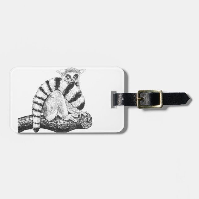 Lemur drawing luggage tag (Front Horizontal)