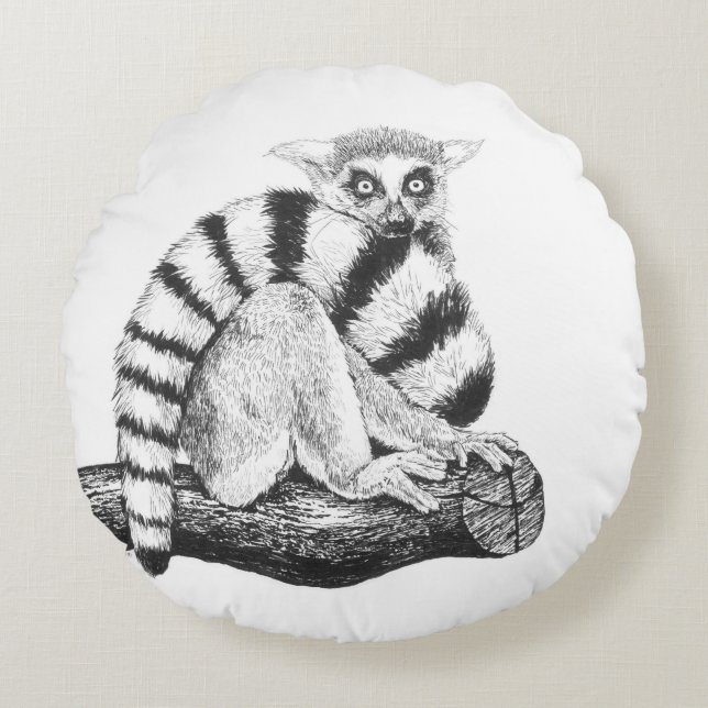 Lemur drawing round pillow (Front)