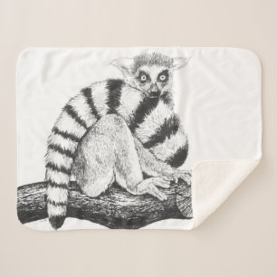 Lemur drawing sherpa blanket