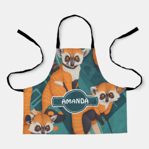 Lemur Geometric Colourful Personalized Pattern Apron