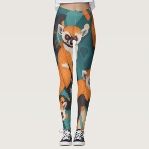 Lemur Geometric Colourful Personalized Pattern Leggings