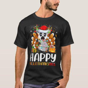 Lemur Halloween Christmas Happy Hallothanksmas T-Shirt
