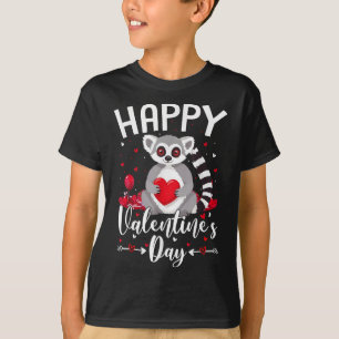 Lemur Holding Heart Loves Happy Valentines Day T-Shirt