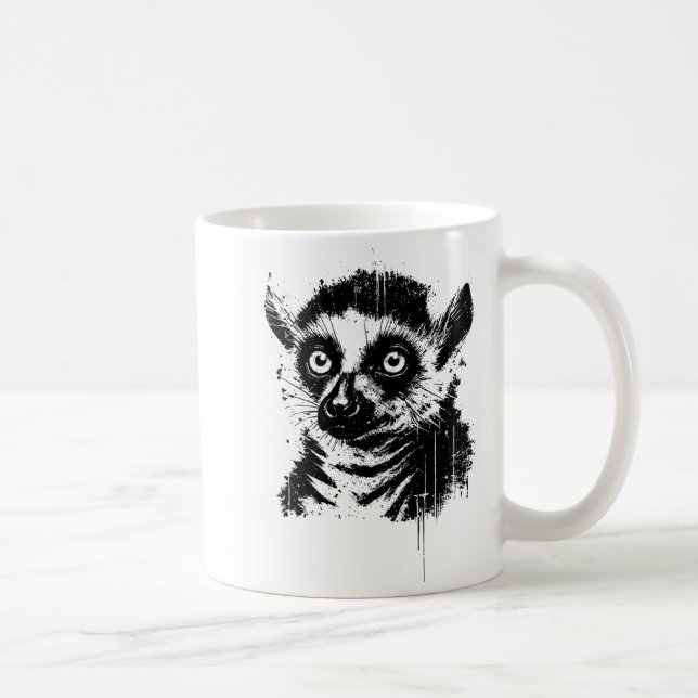 Lemur Ink Art Jungle Madaga Wildlife Rtrait Nge  Coffee Mug (Right)